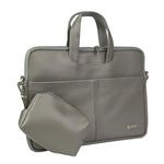 Spacething Helios Leather Laptop Bag With Free Tech Organiser Pouch | 13-14" Inches - Grey