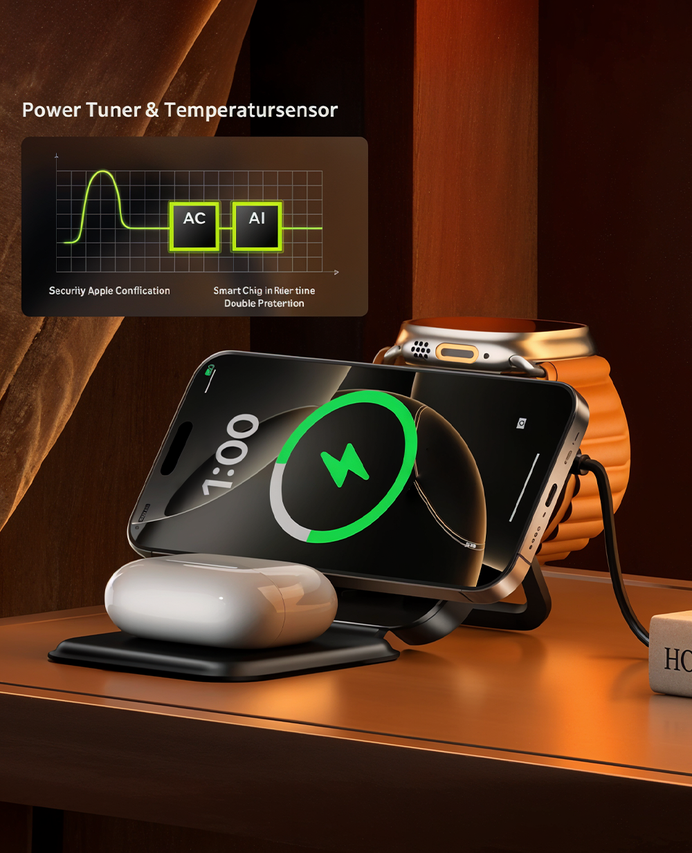 3-in-1 Foldable Magnetic with MagSafe Wireless Charger