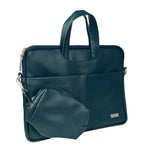 Spacething Helios Leather Laptop Bag With Free Tech Organiser Pouch | 13-14" Inches - Blue