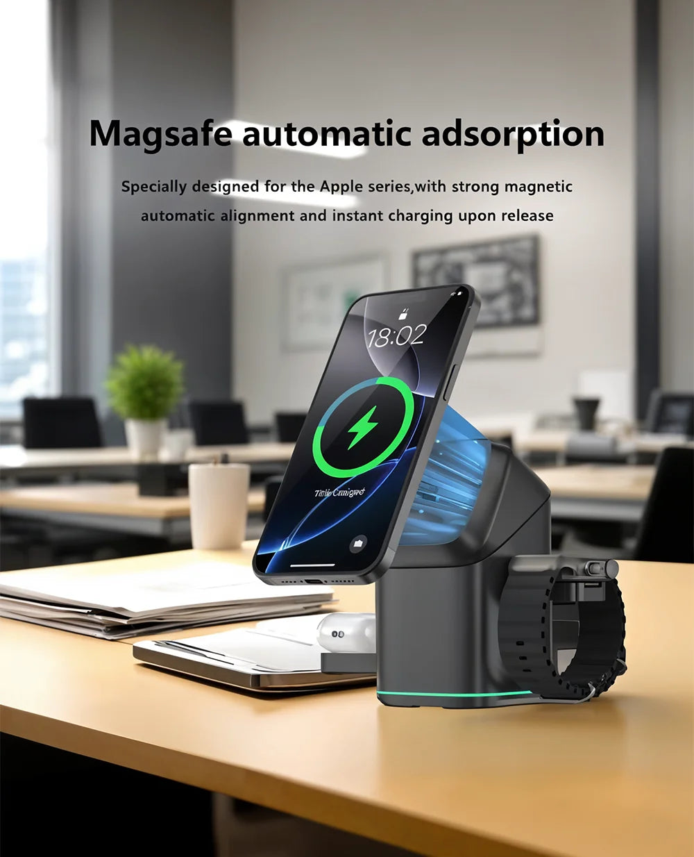 Auto Rotatable 3-in-1 Wireless Charging Station