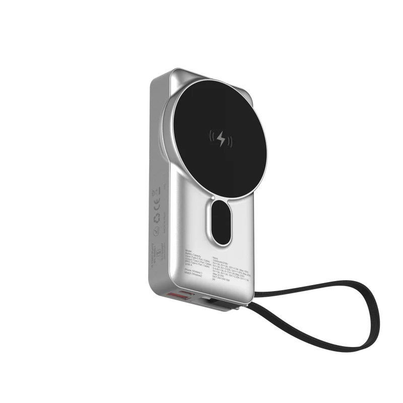 Nemo 10000mAh compact magnetic wireless powerbank with 20W built-in Type-C cable