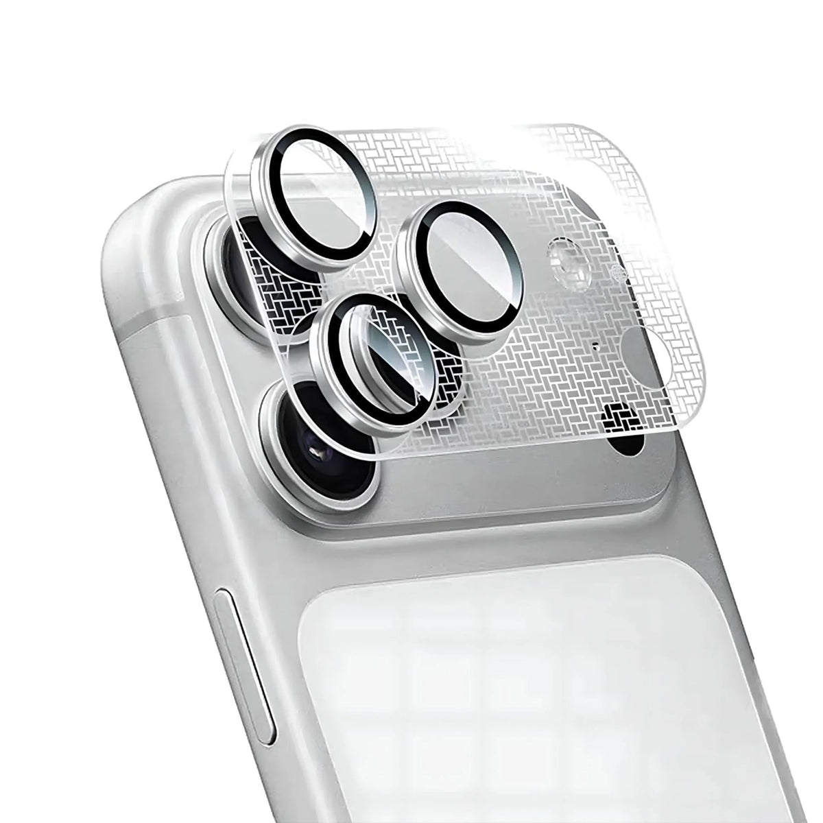 Spacething Titan PVD Gold-Plated Lens Protector (3D Texture Plating) -Silver iPhone 18 Pro Max