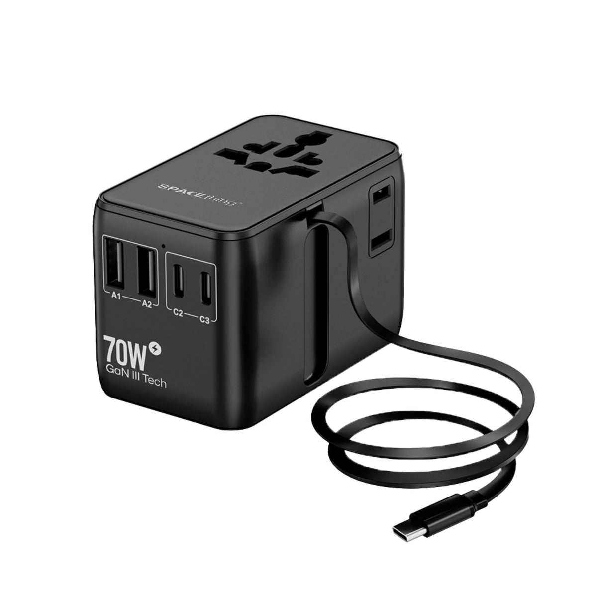 Spacething 70W GaN World Travel Adapter UK, EU, US, AUS