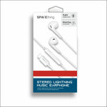 Spacething Stereo Lightning Music Earphones - White
