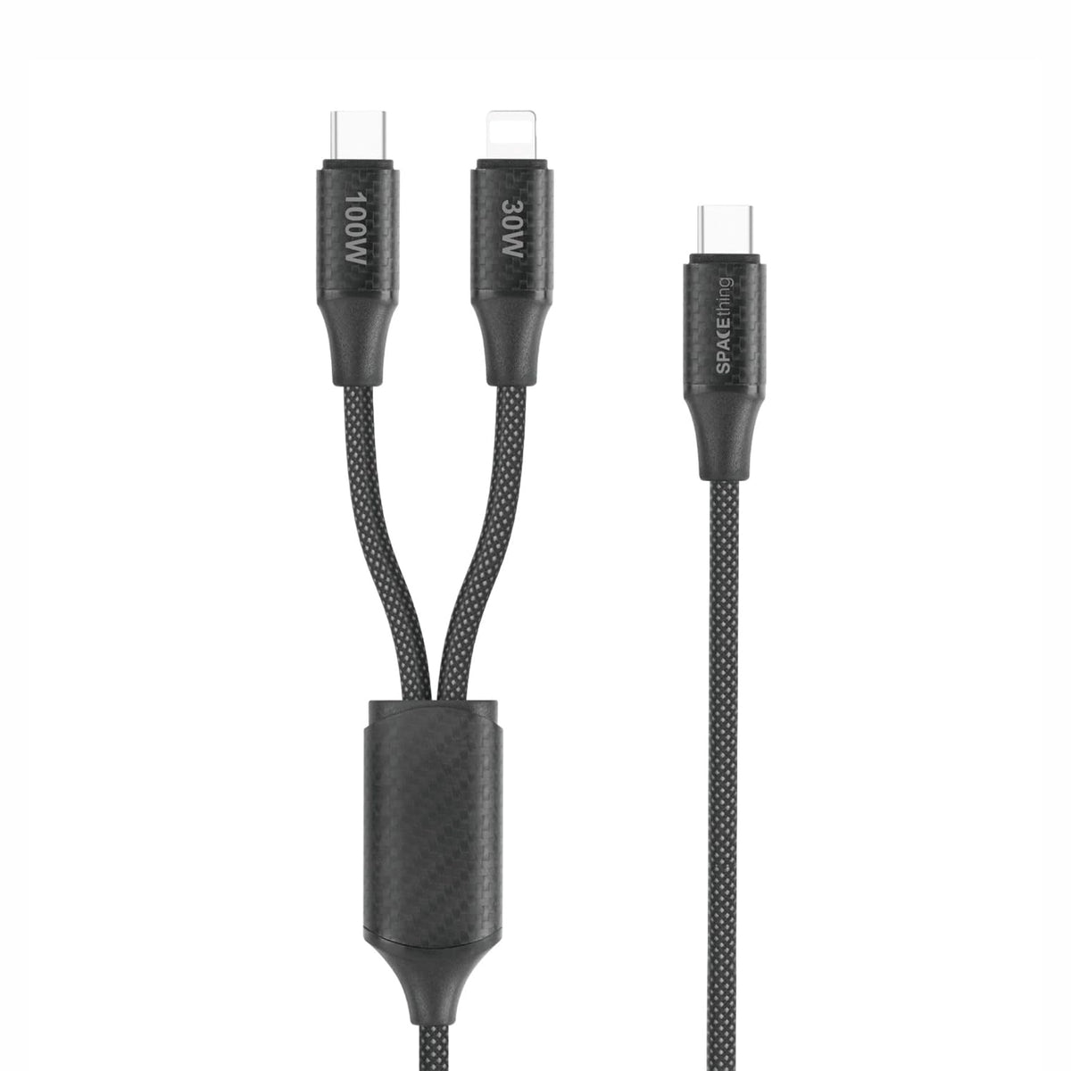 Spacething Flow 2 IN 1 Cable C TO C & C TO L 1.5 Mtr - Black