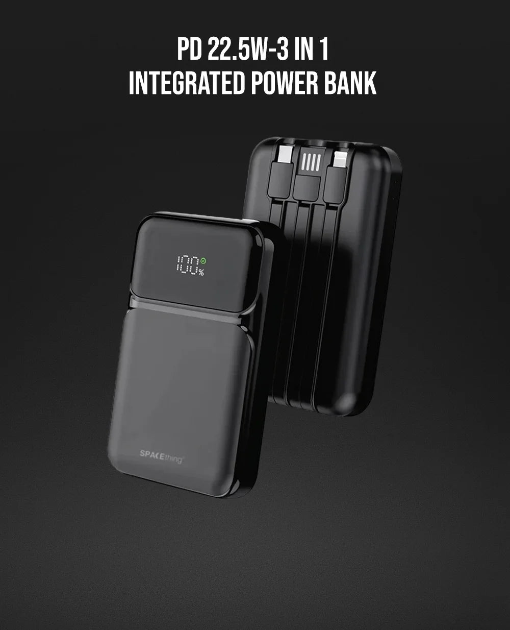 SPACEthing Integrated PowerBank 10000mAh with 3in1 Wires