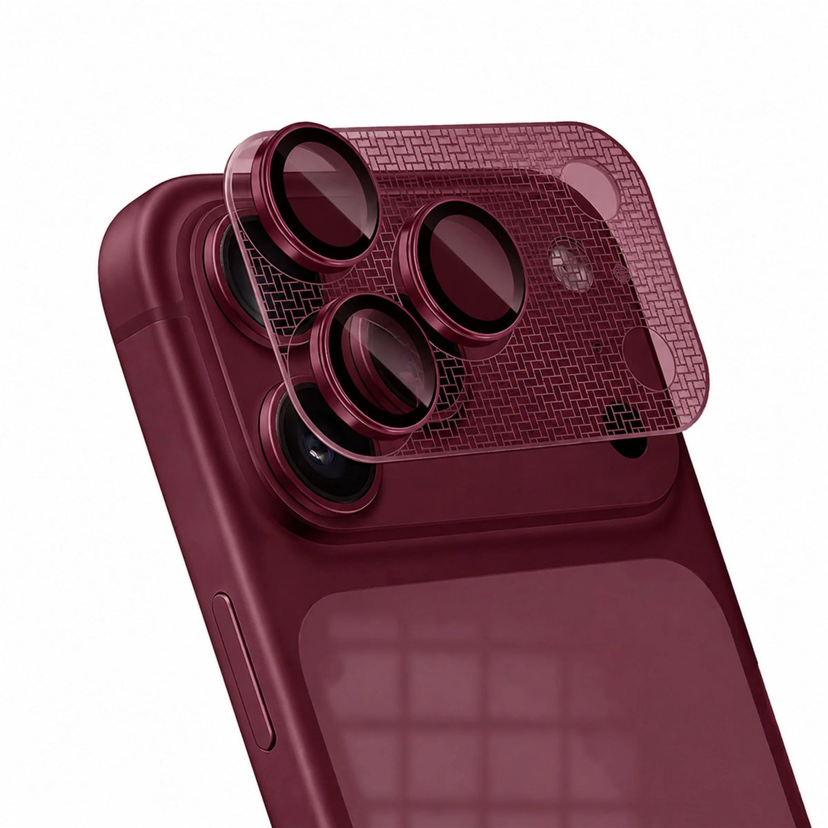 Spacething Titan PVD Gold-Plated Lens Protector (3D Texture Plating) -Dark Cherry iPhone 18 Pro Max