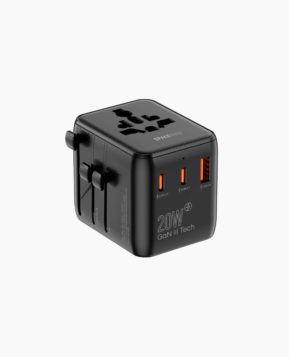 Spacething 20W GaN World Travel Adapter UK, EU, US, AUS