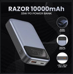 Spacething Razor 10000MAH PD/PPS 33W Power Bank- Grey