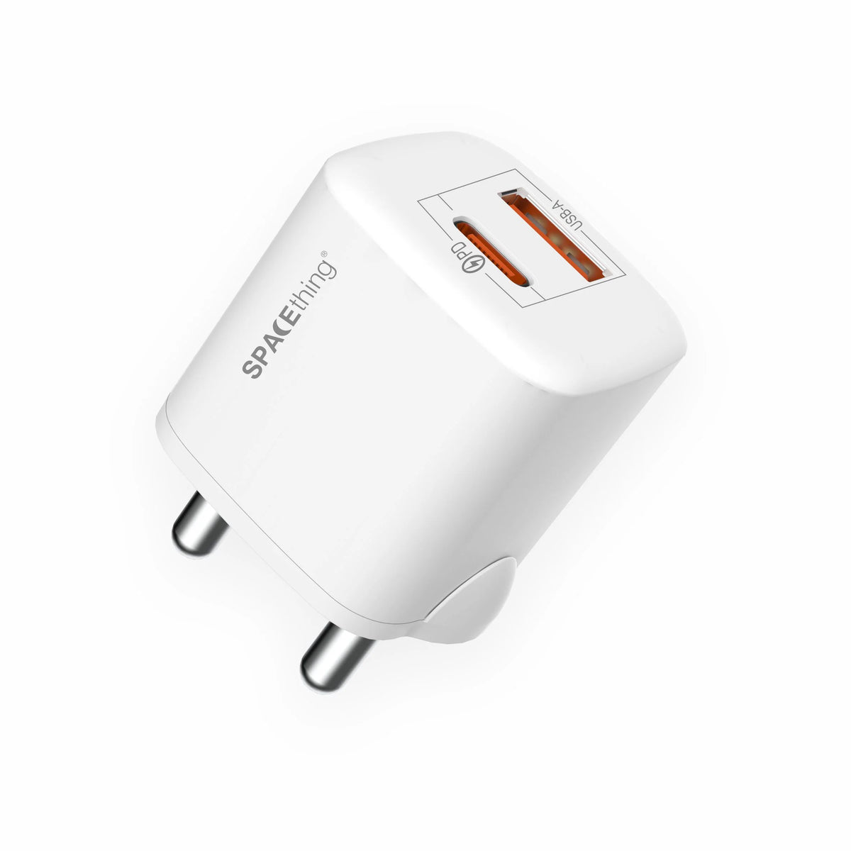 Spacething Nexio 25W GAN Dual Port Wall Charger ( 1C+1A ) - White