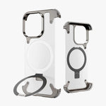 Transparent Frameless Armoured Case with Kickstand - Gray iPhone 15 Pro