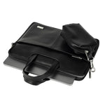 Spacething Helios Leather Laptop Bag With Free Tech Organiser Pouch | 15-16" Inches - Black
