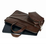 Spacething Helios Leather Laptop Bag With Free Tech Organiser Pouch | 13-14" Inches - Brown