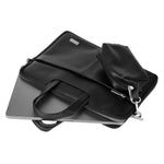 Spacething Helios Leather Laptop Bag With Free Tech Organiser Pouch | 15-16" Inches - Black