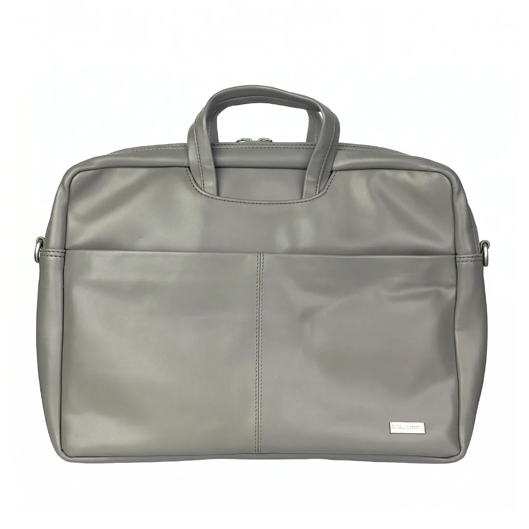 Spacething Helios Leather Laptop Bag With Free Tech Organiser Pouch | 13-14" Inches - Grey