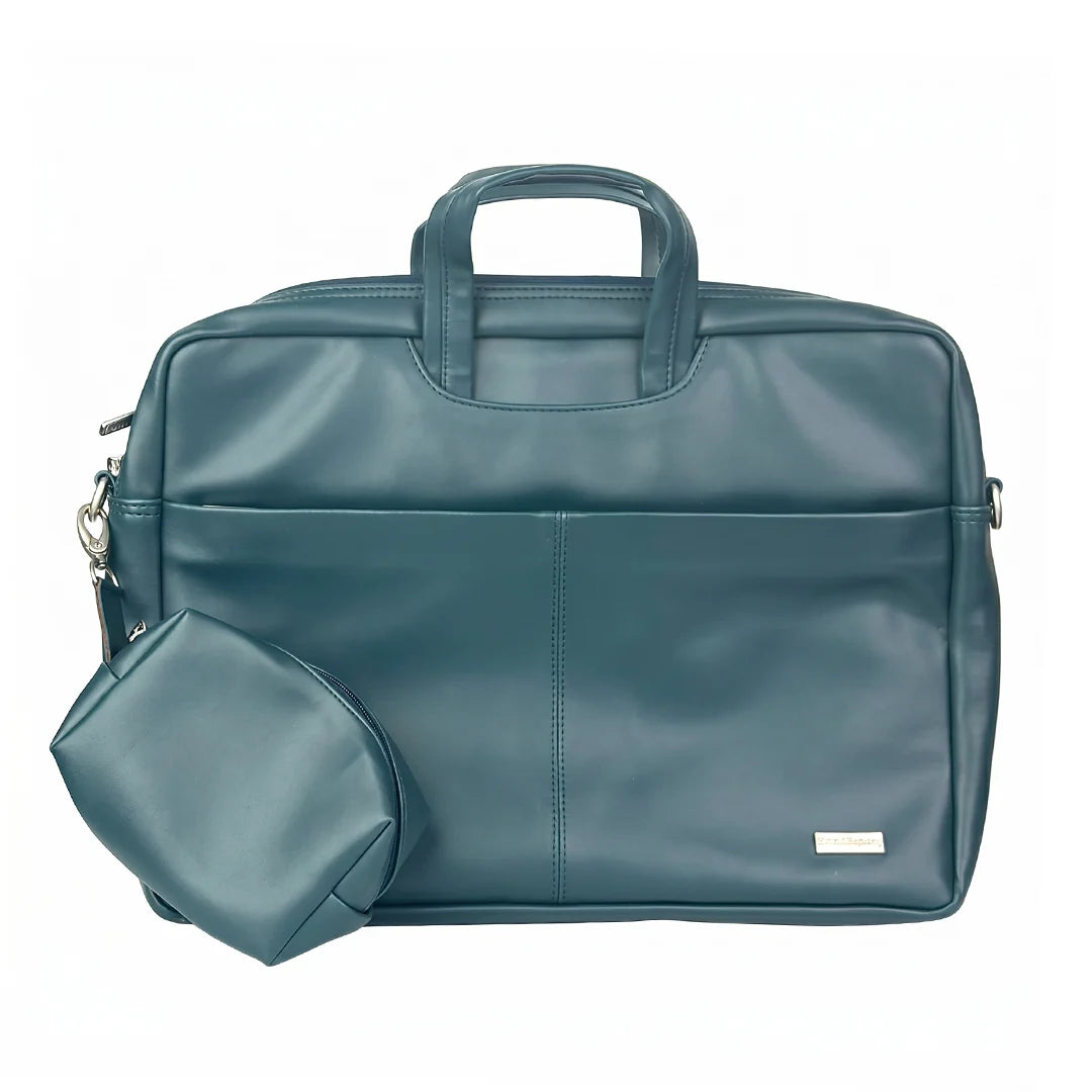 Spacething Helios Leather Laptop Bag With Free Tech Organiser Pouch | 13-14" Inches - Blue