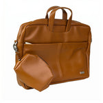 Spacething Helios Leather Laptop Bag With Free Tech Organiser Pouch | 13-14" Inches - Tan Brown