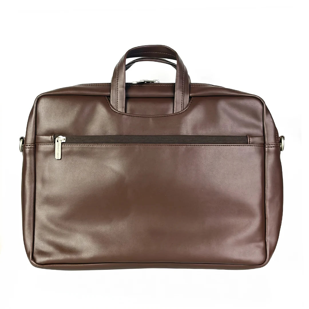 Spacething Helios Leather Laptop Bag With Free Tech Organiser Pouch | 13-14" Inches - Brown