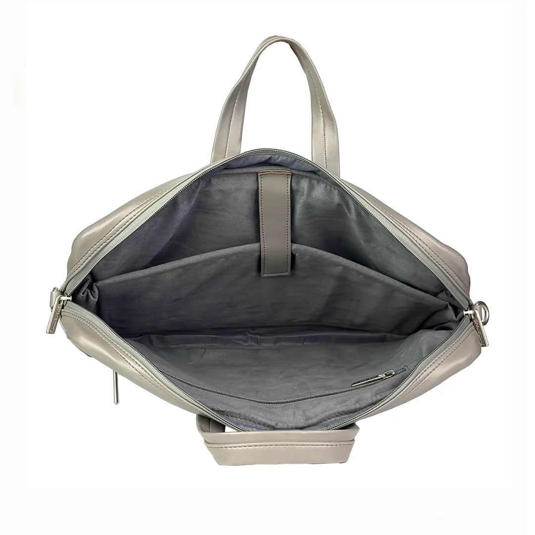 Spacething Helios Leather Laptop Bag With Free Tech Organiser Pouch | 13-14" Inches - Grey