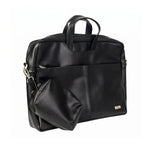 Spacething Helios Leather Laptop Bag With Free Tech Organiser Pouch | 15-16" Inches - Black