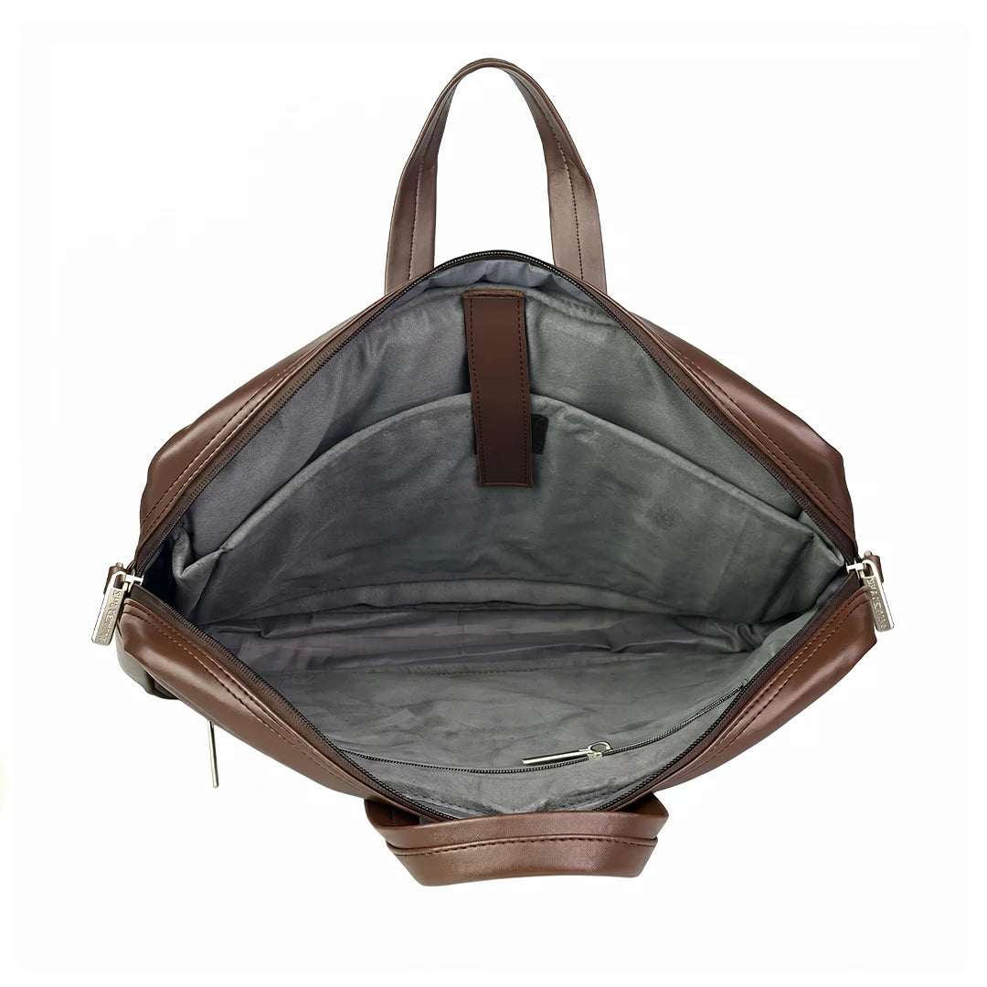 Spacething Helios Leather Laptop Bag With Free Tech Organiser Pouch | 13-14" Inches - Brown