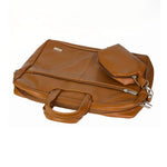 Spacething Helios Leather Laptop Bag With Free Tech Organiser Pouch | 13-14" Inches - Tan Brown