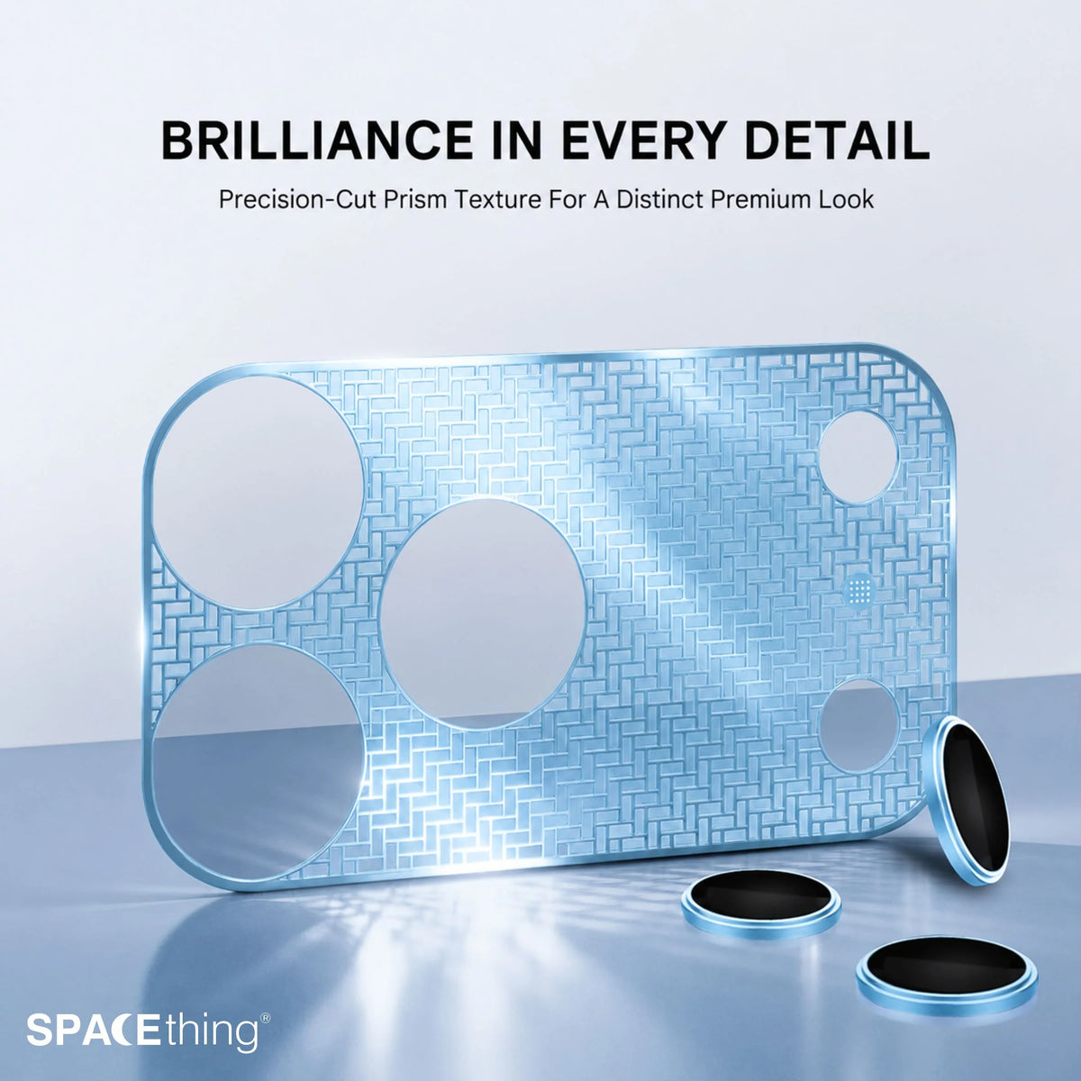 Spacething Titan PVD Gold-Plated Lens Protector (3D Texture Plating) -Light Blue iPhone 18 Pro Max