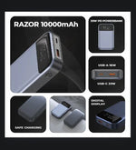 Spacething Razor 10000MAH PD/PPS 33W Power Bank- Grey