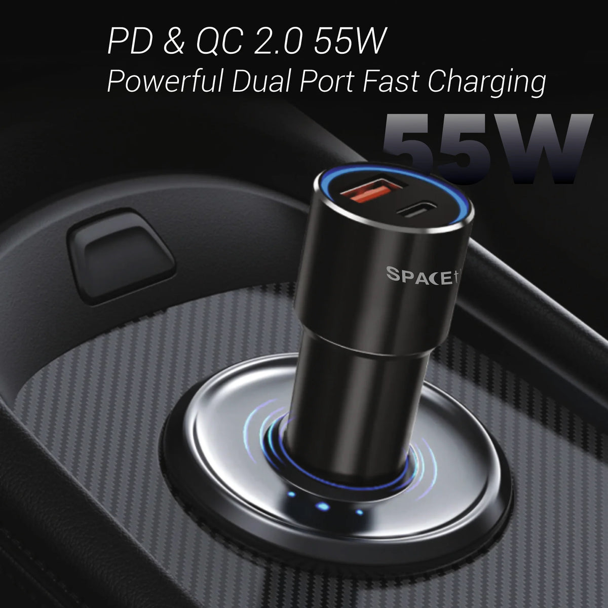 Spacething Speed Pro 55W Max Car Charger - Black