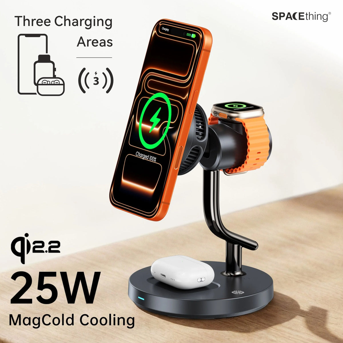 Spacething Mag Fusion 3-in-1 Wireless Charger - Black