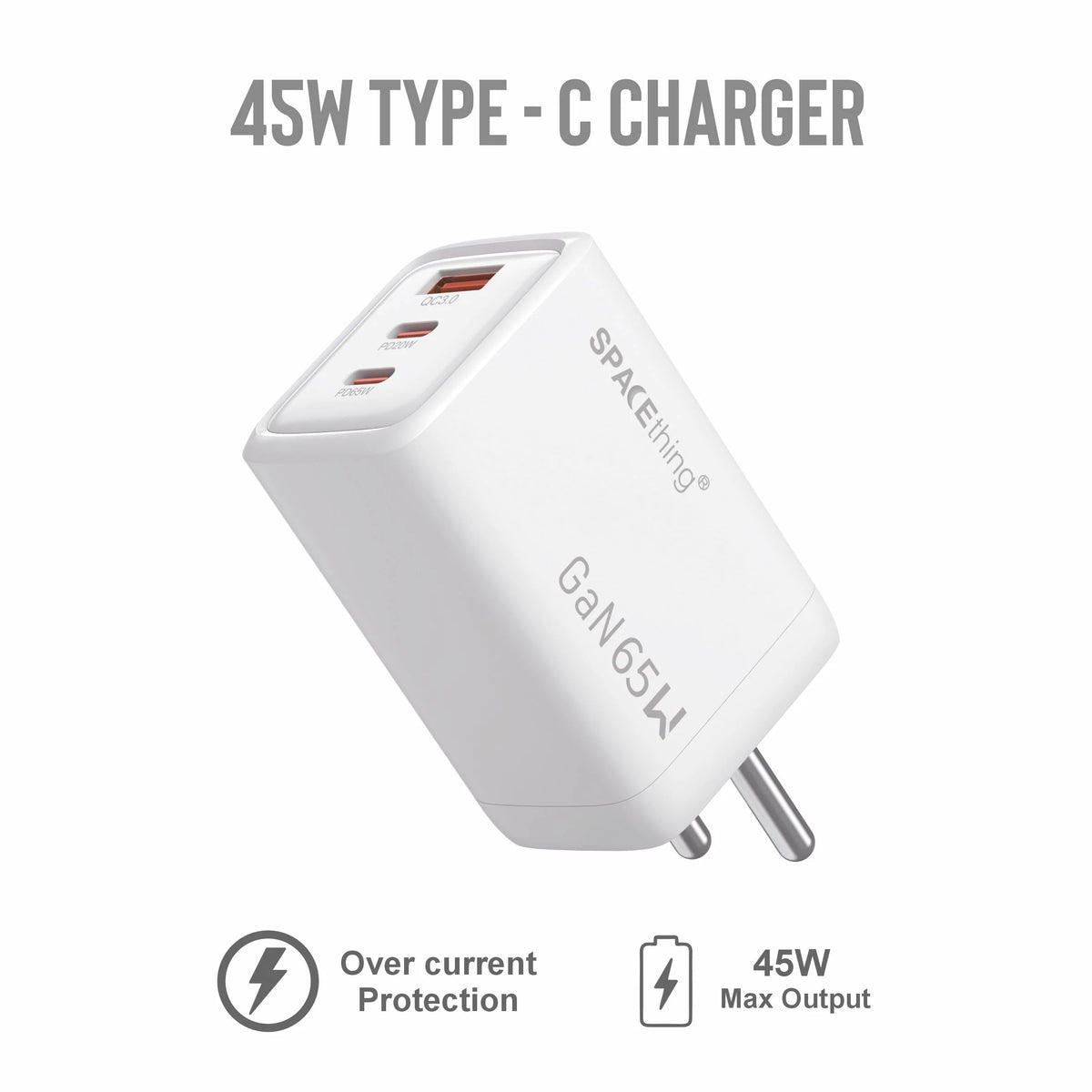 Spacething Prime GaN 65W 2C1A Fast Charger - White