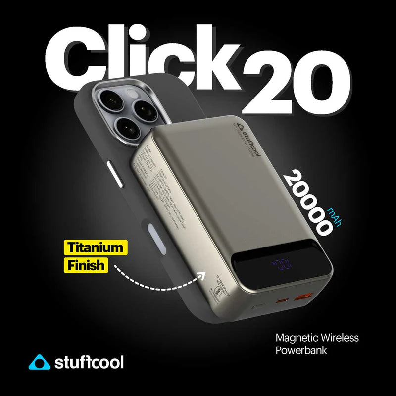 Click 20000mAh Magnetic Wireless Powerbank with Natural Titanium