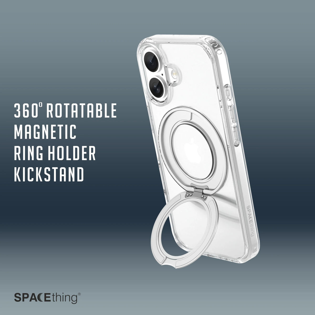 Spacething Marsix 360° Stand Case for iPhone 17 - Clear