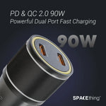 Spacething Orbis 90W Dual Type - C Car Charger - Black