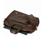 Spacething Helios Leather Laptop Bag With Free Tech Organiser Pouch | 13-14" Inches - Brown