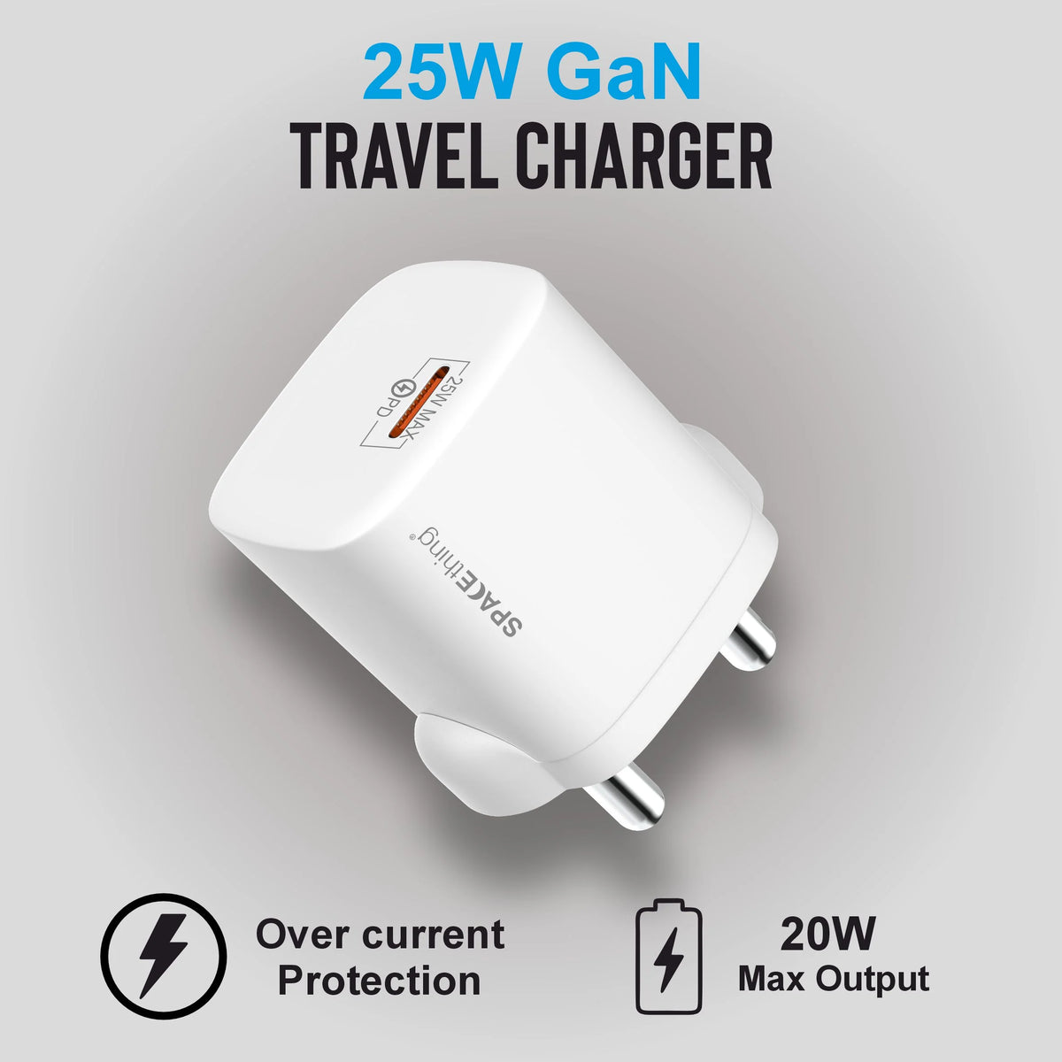 Spacething Nexio 25W GAN Type C Wall Charger - White
