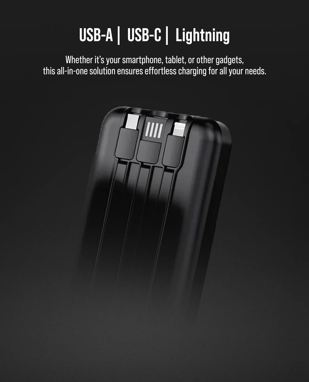 SPACEthing Integrated PowerBank 10000mAh with 3in1 Wires