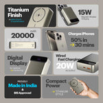 Click 20000mAh Magnetic Wireless Powerbank with Natural Titanium