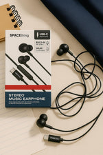 Spacething Wired Stereo Music Earphone (USB-C) – Black