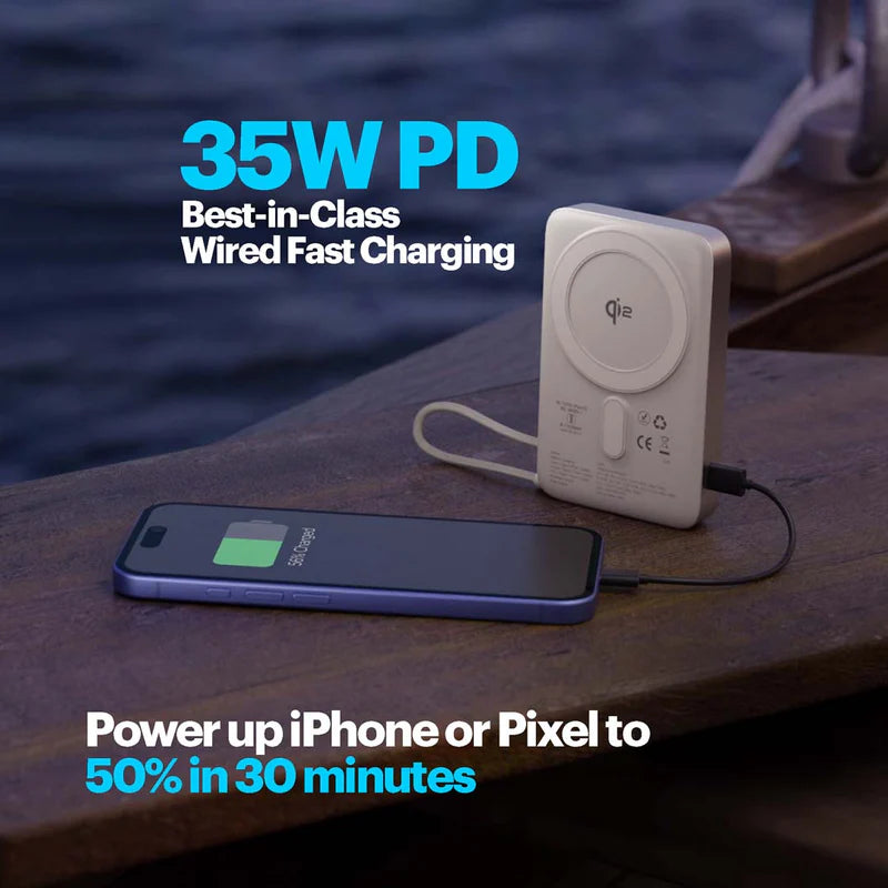 Odin 10,000mAh Qi2 MagSafe Wireless Powerbank with Built-In Type-C Cable