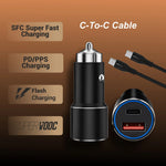 Spacething Speedo Car Charger 55W (with USB-C to USB-C Cable) Colour - Black