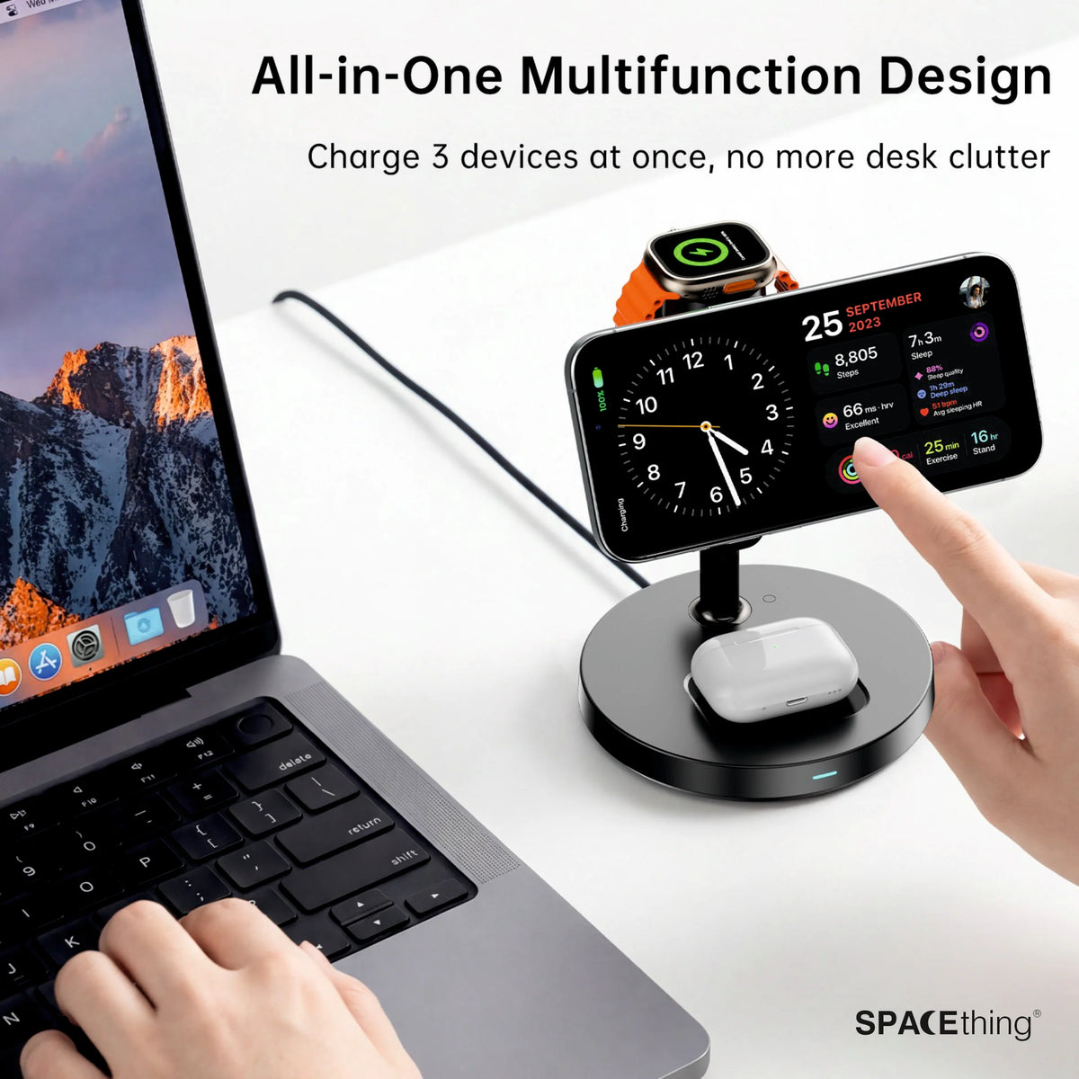 Spacething Mag Fusion 3-in-1 Wireless Charger - Black
