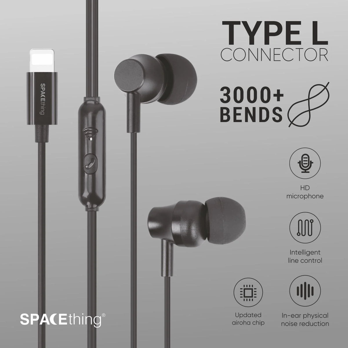 Spacething Vibra Tune Type-L Earphone - Black