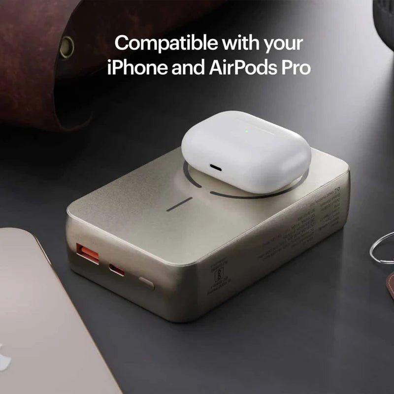 Click 20000mAh Magnetic Wireless Powerbank with Natural Titanium