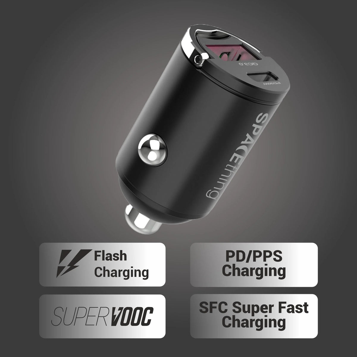 Spacething Speed Mini 48W Car Charger Colour - Black
