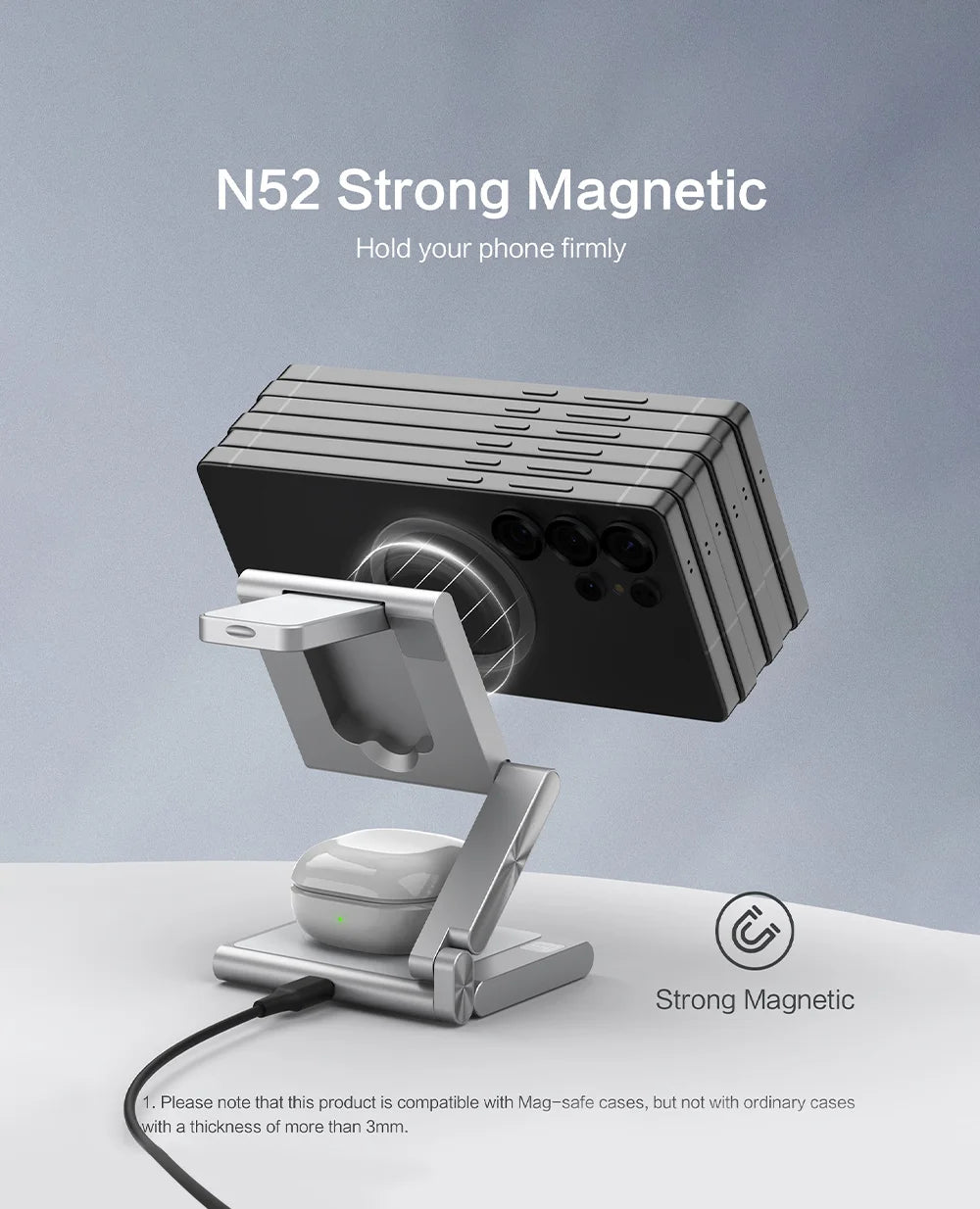 4-In-1Foldable Qi2-Certified Magsafe-Compatible Wireless Charger