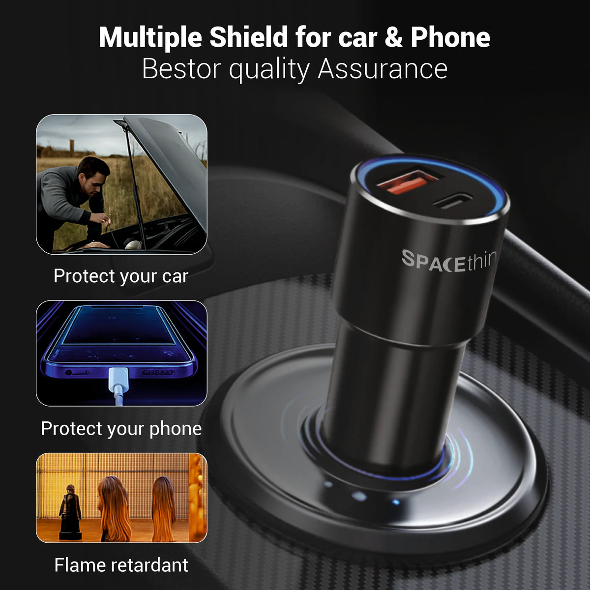 Spacething Speed Pro 55W Max Car Charger - Black