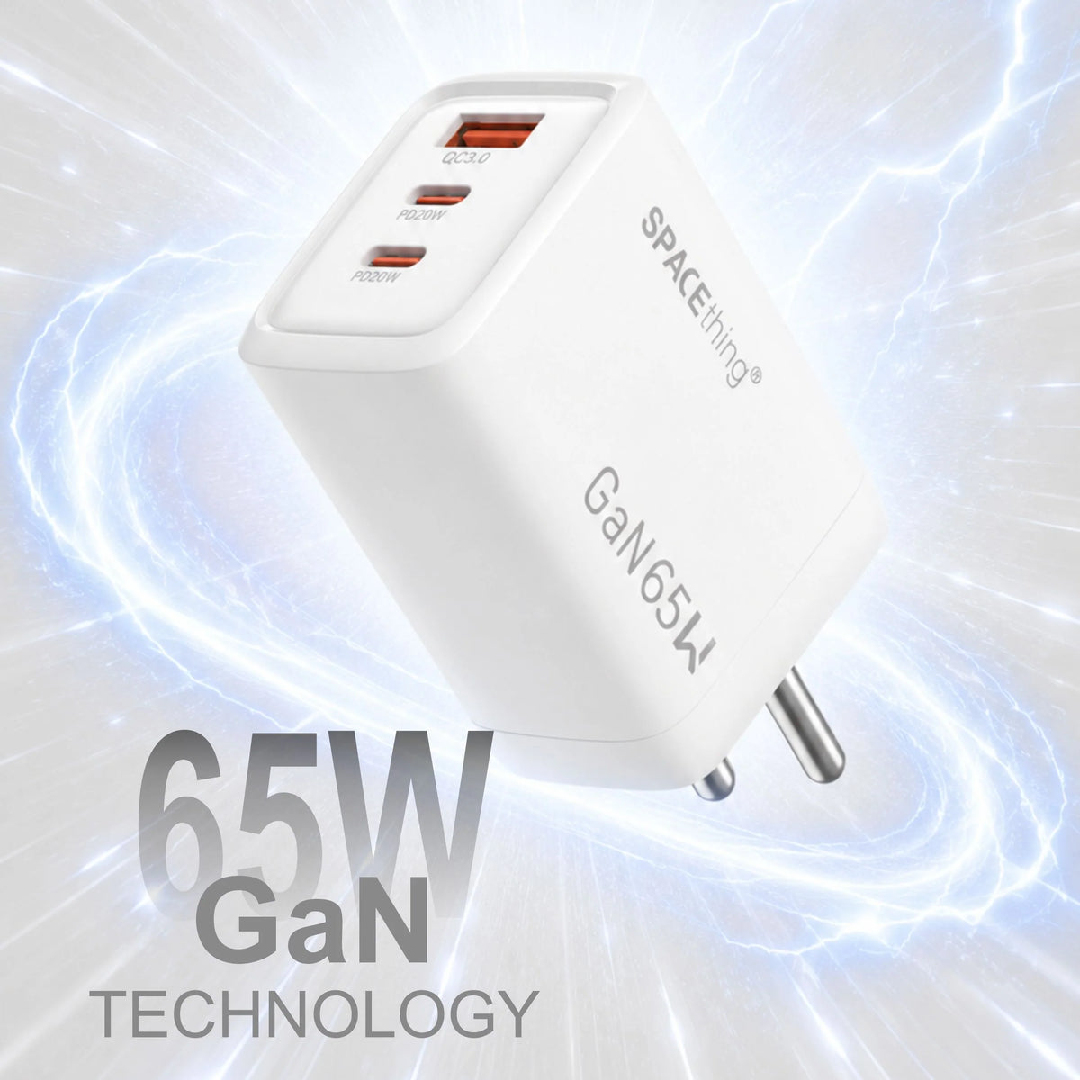 Spacething Prime GaN 65W 2C1A Fast Charger - White