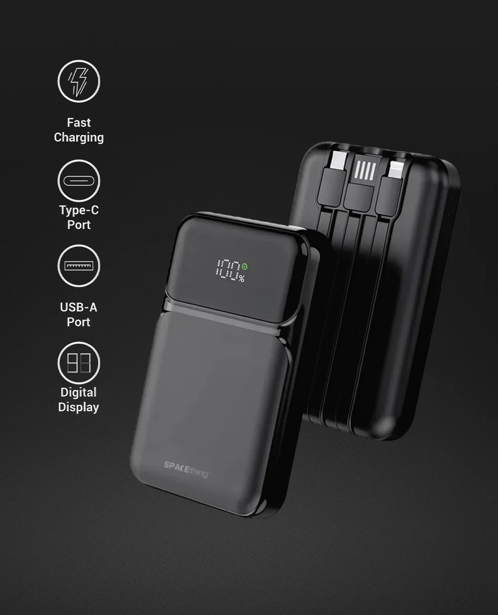 SPACEthing Integrated PowerBank 10000mAh with 3in1 Wires