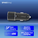 Spacething Orbis 90W Dual Type - C Car Charger - Black